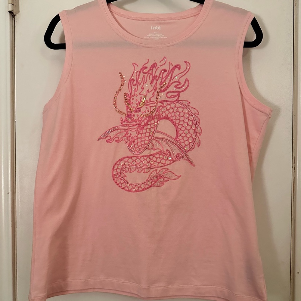 Pink Relaxed Graphic Tank Top